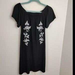 Topshop Off the Shoulder Embroidered Knit Dress